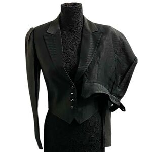 JAEGER LONDON Vintage Metallic Long Sleeve Black Pantsuit